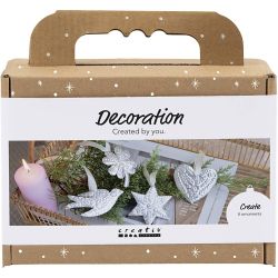 Mini Craft Kit Decoration, Christmas ornament, silver metal, 1 pack