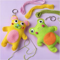 Mini Craft Kit Sewing, Frog and teddy, assorted colours, 1 pack