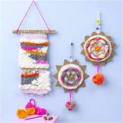Craft Kit Weaving, Wall hangings, assorted colours, 1 pack