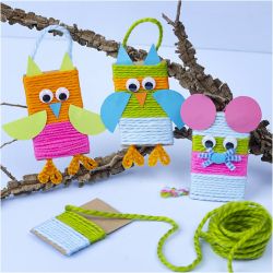 Mini Craft Kit Decoration, Mice and owls, assorted colours, 1 pack